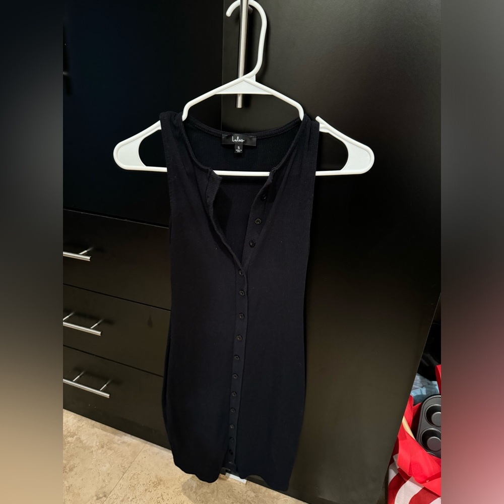 Lulus Ribbed Button Down Sleeveless Dress